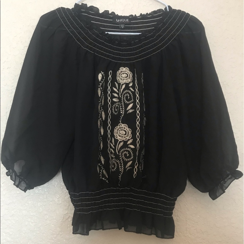 Unique Spectrum Black Floral Blouse